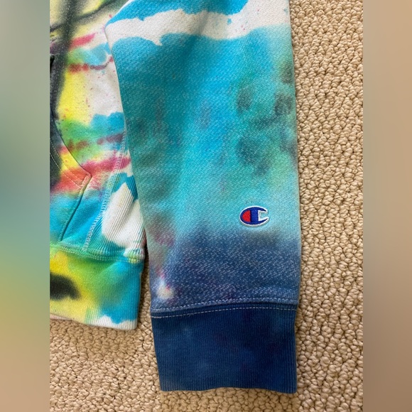 Champion Reverse Weave Hoodie Tie Dye Hoodie Youth Large or Women’s Small - Picture 5 of 6